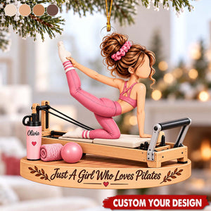 Personalized Pilates Girl Ornament, Pilates Lover Keepsake For Her