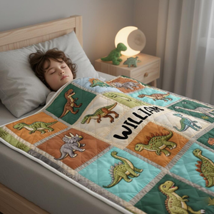 Personalized Multi Dinosaur Printed Blanket – Dinosaur Lover Gift