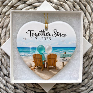 Personalized Sea Glass Couple Beach Ornament
