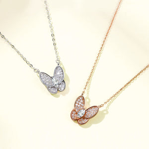 Fully-jewelled S925 Pure Silver Butterfly Fashion Necklace