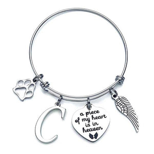 Memorial A Piece Of My Heart In Heaven Dog Paw Bracelet
