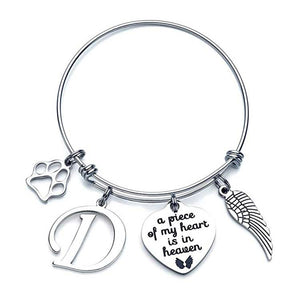 Memorial A Piece Of My Heart In Heaven Dog Paw Bracelet