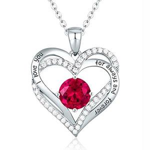 New Style Crystal Necklace Double Heart Mother Gift