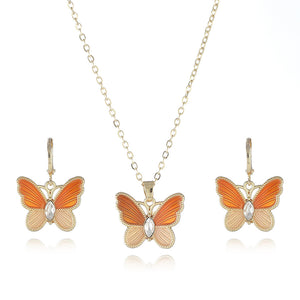 Butterfly Necklace Earrings Jewelry Set
