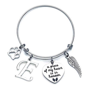 Memorial A Piece Of My Heart In Heaven Dog Paw Bracelet