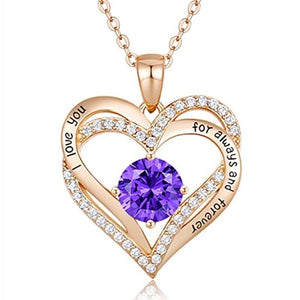 New Style Crystal Necklace Double Heart Mother Gift