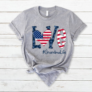 Personalized Love Grandma Life American Flag T-Shirt