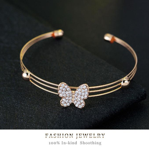Butterfly Diamond Necklace Earrings Rings Bracelets Four-piece Set