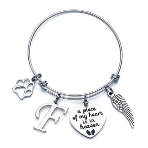 Memorial A Piece Of My Heart In Heaven Dog Paw Bracelet