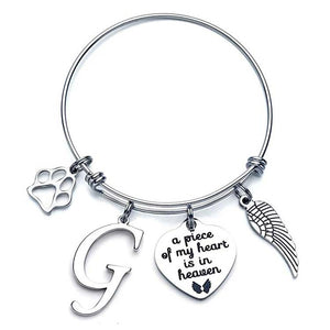 Memorial A Piece Of My Heart In Heaven Dog Paw Bracelet