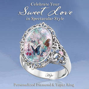 Colorful Zircon Romantic Butterfly Ring