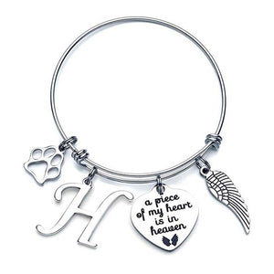 Memorial A Piece Of My Heart In Heaven Dog Paw Bracelet