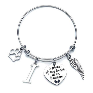 Memorial A Piece Of My Heart In Heaven Dog Paw Bracelet