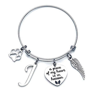 Memorial A Piece Of My Heart In Heaven Dog Paw Bracelet