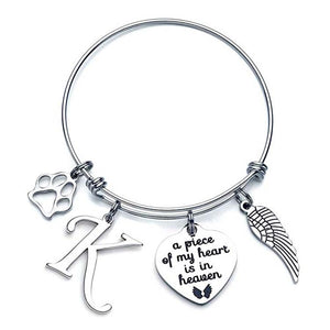 Memorial A Piece Of My Heart In Heaven Dog Paw Bracelet
