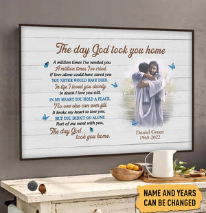 The Day God Took You Home Part Of Me Went With You Personalized Horizontal Poster