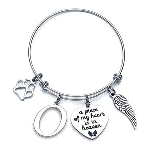 Memorial A Piece Of My Heart In Heaven Dog Paw Bracelet
