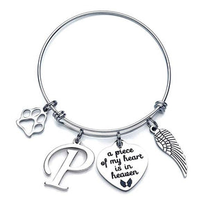 Memorial A Piece Of My Heart In Heaven Dog Paw Bracelet