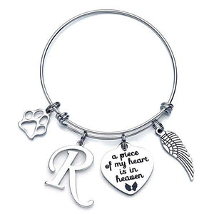 Memorial A Piece Of My Heart In Heaven Dog Paw Bracelet