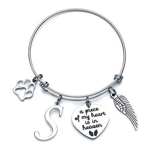 Memorial A Piece Of My Heart In Heaven Dog Paw Bracelet