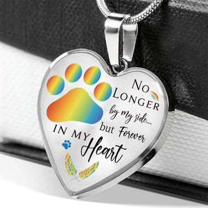 Dog Memorial Necklace No Longer by My Side But Forever in My Heart