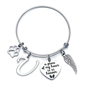 Memorial A Piece Of My Heart In Heaven Dog Paw Bracelet