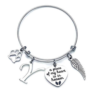 Memorial A Piece Of My Heart In Heaven Dog Paw Bracelet