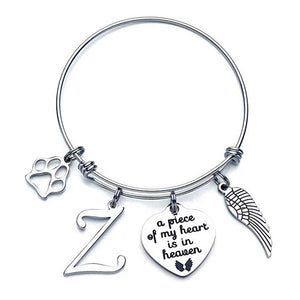 Memorial A Piece Of My Heart In Heaven Dog Paw Bracelet