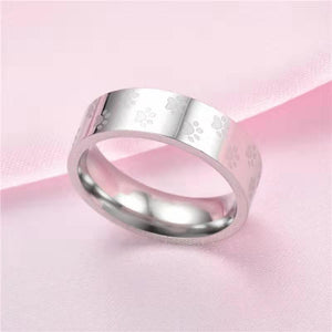 Silver Paw Print Ring for Dog Lover Memorial Dog Ring