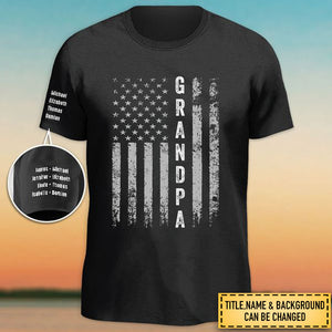 The Legend Daddy Papa - Family Personalized Custom Unisex T-Shirt With Design On Sleeve