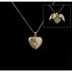 Personalized Name Opening Closing Hearts Wings Necklace