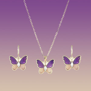 Butterfly Necklace Earrings Jewelry Set