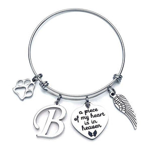 Memorial A Piece Of My Heart In Heaven Dog Paw Bracelet