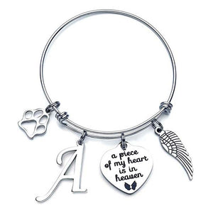 Memorial A Piece Of My Heart In Heaven Dog Paw Bracelet