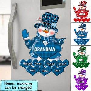 Colorful Christmas Snowman Grandma Mom Little Heart Kids Personalized Decal Sticker