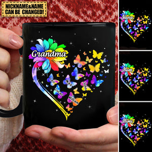 Colorful Sunflower Grandma Mom Butterflies Personalized Mug