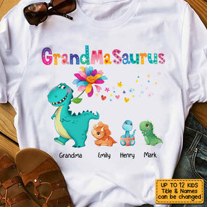 Personalized Grandmasaurus Colorful Flower T Shirt
