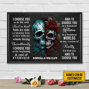 I Choose You Skull Couple Lovers Personalized Canvas