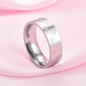 Silver Paw Print Ring for Dog Lover Memorial Dog Ring