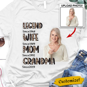 Custom Photo Legend Wife Mom Grandma Mother's Day Shirt