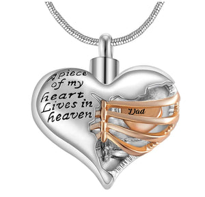A piece of my heart lives in heaven - Urn Pendant Necklace