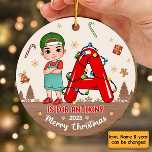 Gift For Grandson Granddaughter Merry Christmas Circle Ornament