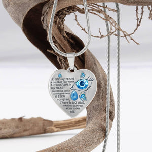 Butterfly I Hide My Tears Memorial Heart Pendant Necklace