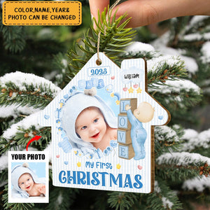 Custom Baby Photo My First Christmas -Personalized Wooden Ornament