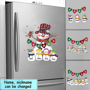 Snowman Grandma With Cute Little Snowman Kids Personalized Decal Sticker