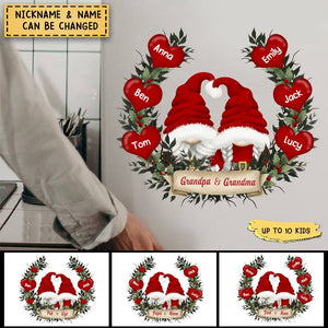 Papa & Nana With Heart Kids Christmas Personalized Decal Sticker