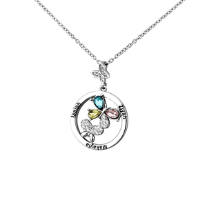 Butterfly 12 Birthstone Personalized Necklace