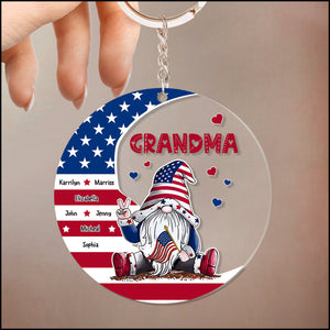 4th Of July Grandma's Sweetheart -Gift For Grandma, Mom Personalized Acrylic Keychain