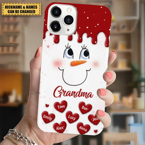 Cute Snowmy Grandma Mom Little Heart Kids Personalized Christmas Phone Case