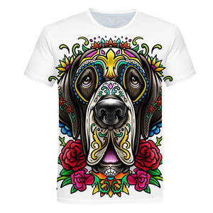 3D Color Dog Print T-shirt